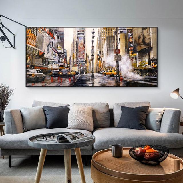Toile à l'huile de paysage abstrait, affiches et imprimés de rue de New York, images d'art murales, décoration de salon, de maison, sans cadre