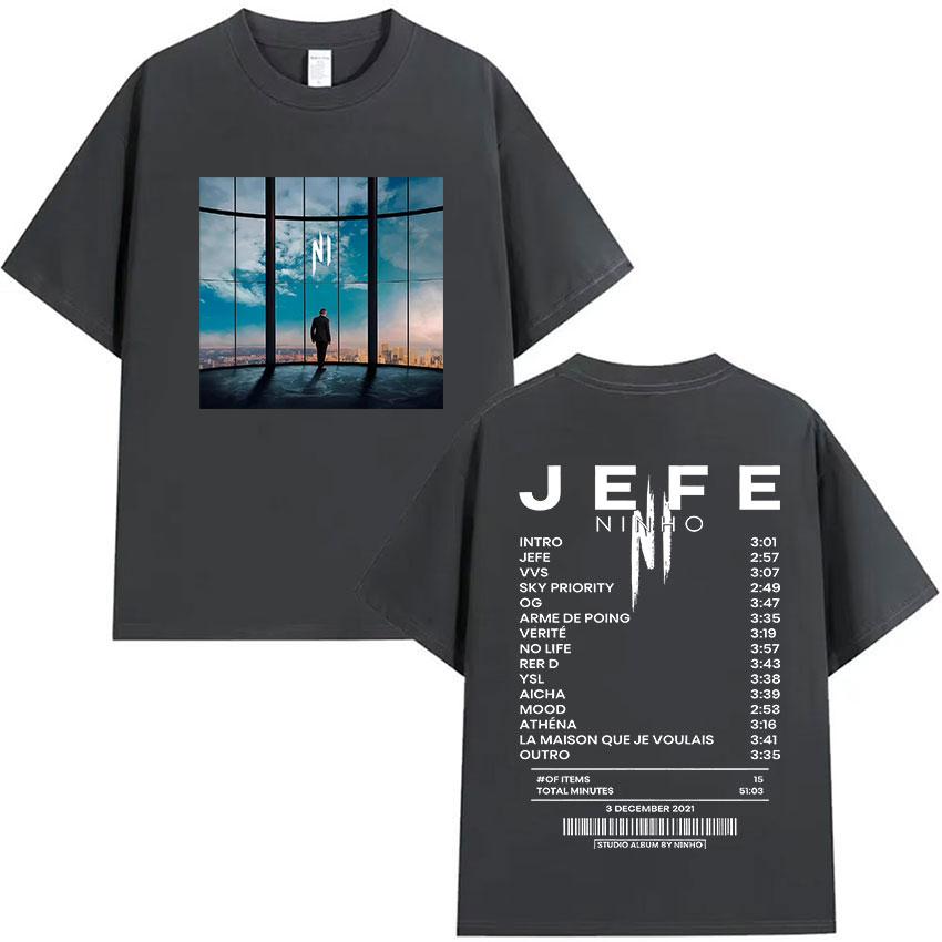 Rapper Ninho Jefe Album 2025 Graphic T-shirt Unisexs Clothing Rock Gothic Pop Music Short Sleeve T Shirt Fashion Oversized T-shirts
