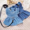 Classic Puppy Dog Denim Skirt Clothes with Buckle Spring Autumn Pet Jean Dress for Small Dogs Yorkshire Dresses Mascotas Suit
