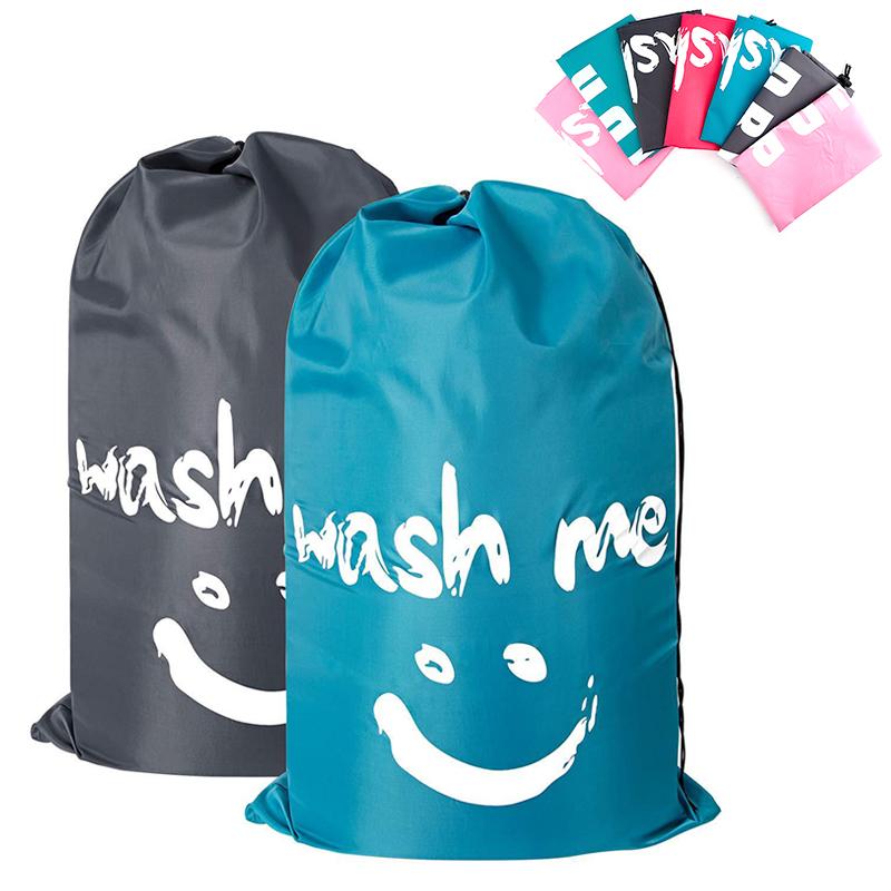 Nylon Laundry Bag Travel Storage Organizer Pouch Hamper Wash Machine Washable Dirty Clothes Drawstring Large Capacity
