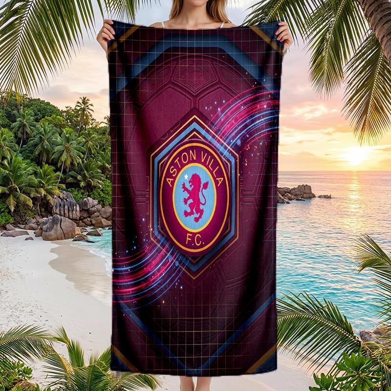 Serviette de Plage Aston Villa Football Serviette d'Été Douce en Microfibre Séchage Rapide Absorbante pour Plage Piscine Voyage