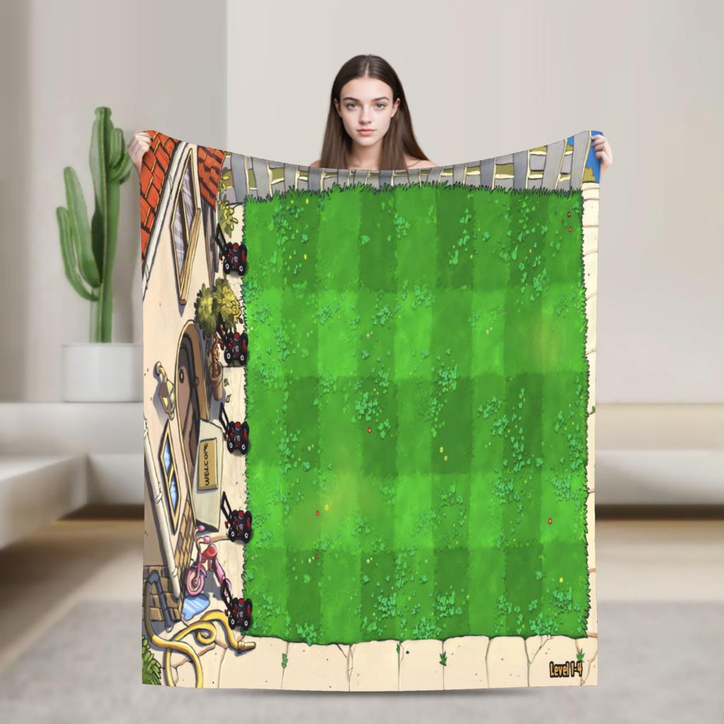 Plants Vs Zombies Video Games Blanket Airplane Travel Flannel Throw Blanket For Living Room Warm Quality Bedspread Gift Idea