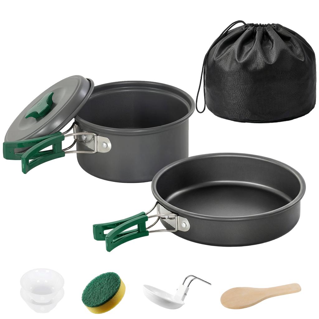 Camping Cookware Set, 8-Piece Ultralight Kit for 2 People, Grey