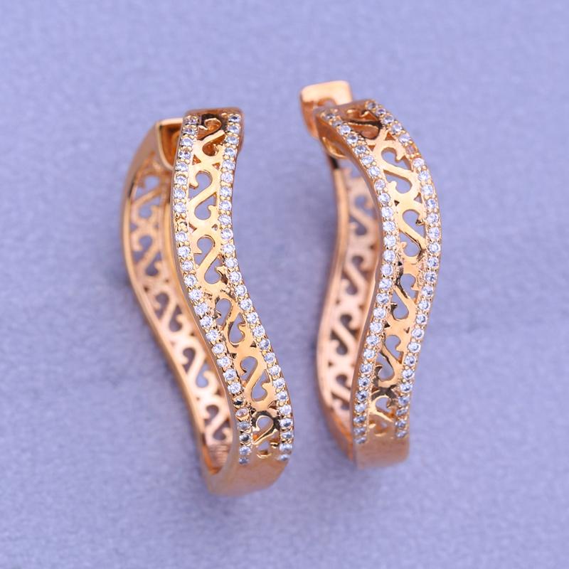 MINTHA Clip Earrings Trendy Fashion Jewelry Cubic Zirconia Hollow Stud Earrings For Women Rose Gold Color Earrings