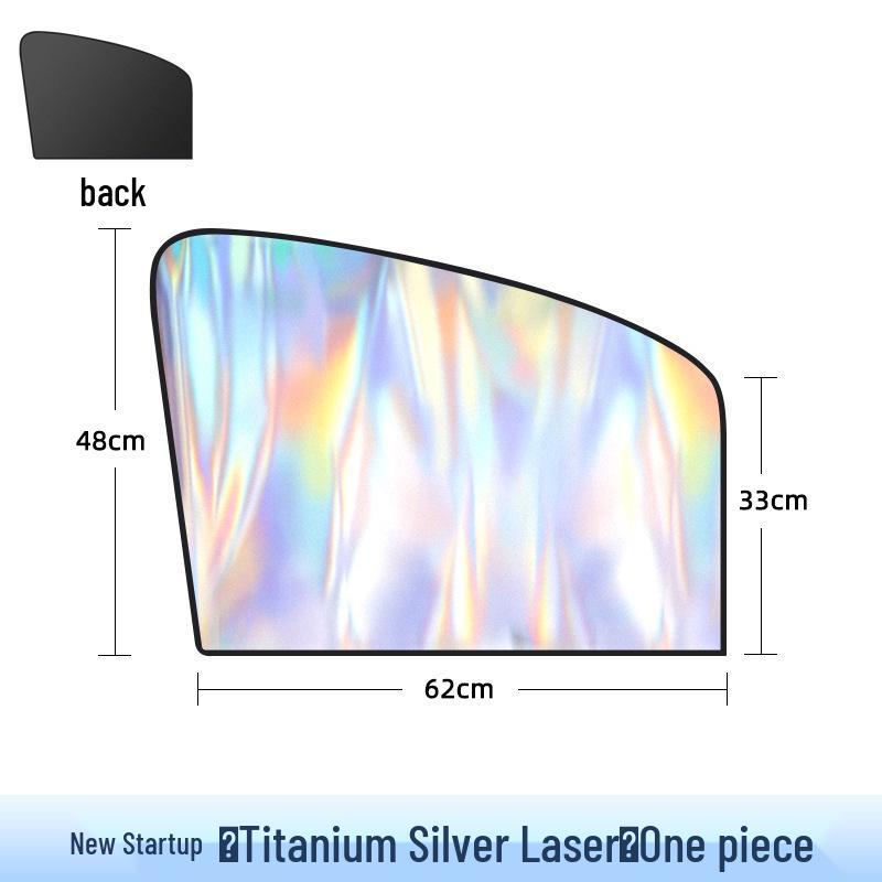 Iridescent Magnetic Car Sun Shade - Titanium Silver Reflective Window Curtains