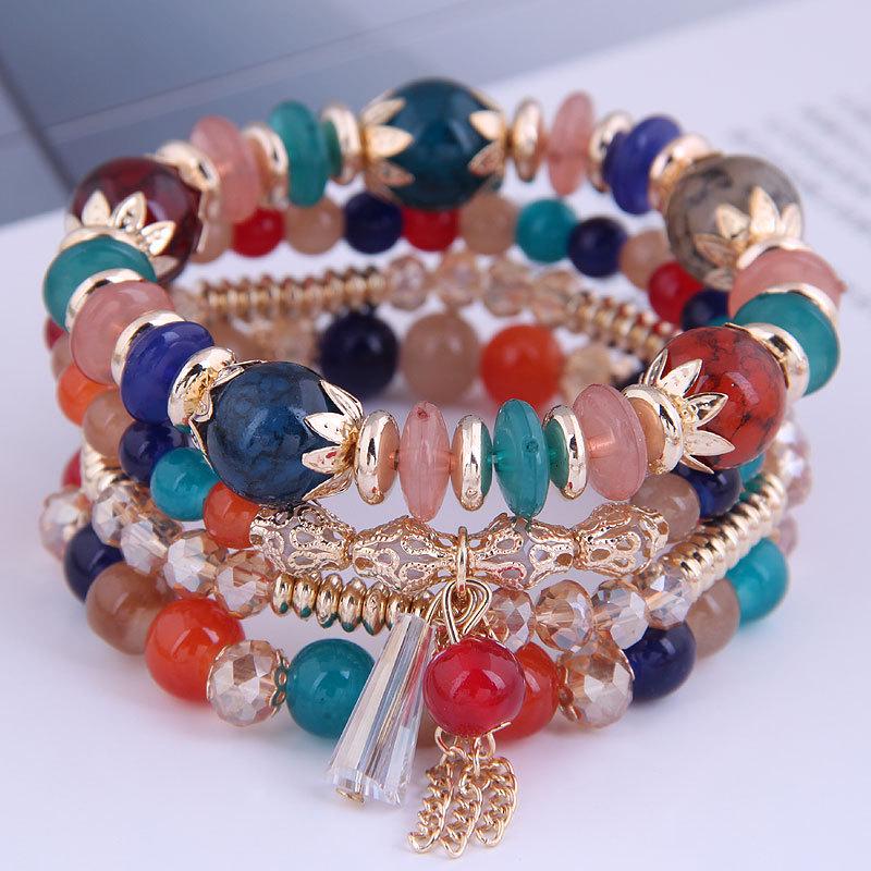 Boheemse Kwast Meerlaagse Kristalkraal Armband