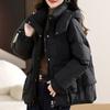 Fashionable Women's Cotton Coat with Hood for Winter, Loose Fit and Thickened Warmth