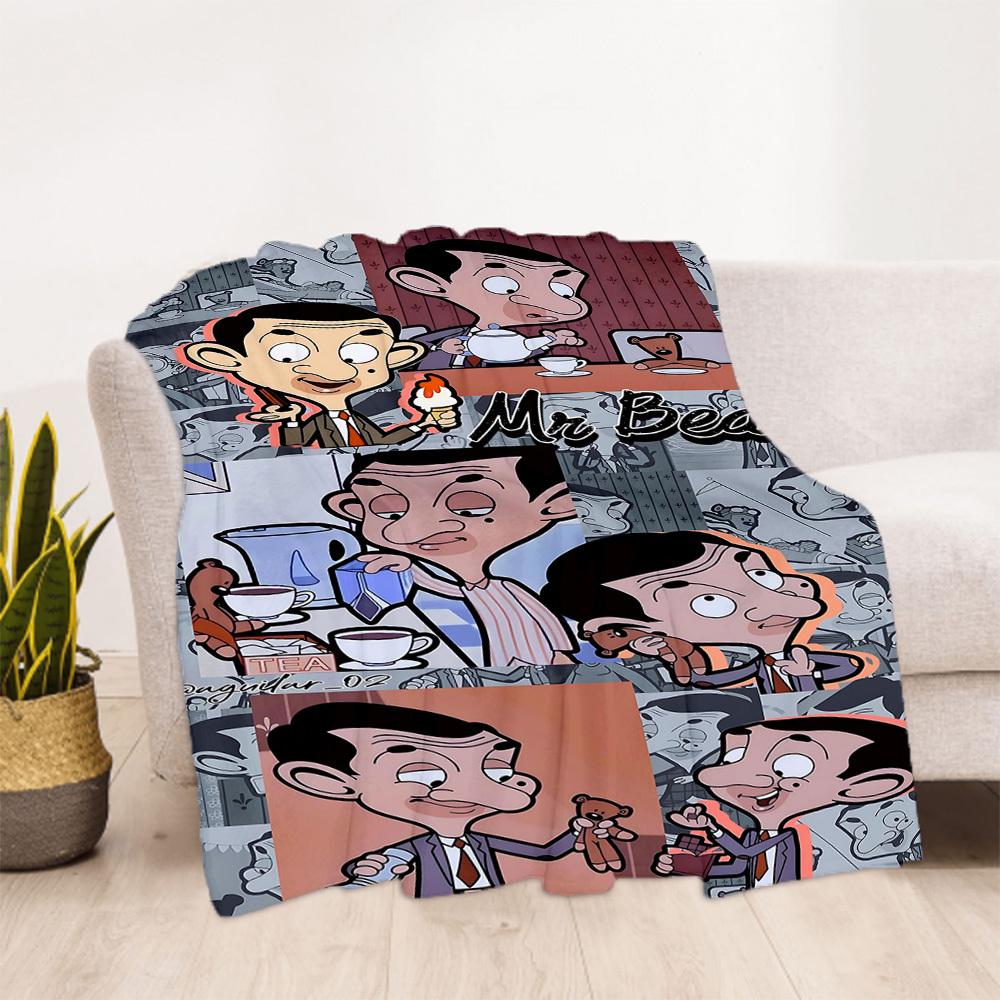 1pc Mr. Bean Humor Iconic Outdoor Blanket Lightweight Flannel, All-Season Use for Sofa, Bed, Travel, Camping, Living Room, Office, Couch037