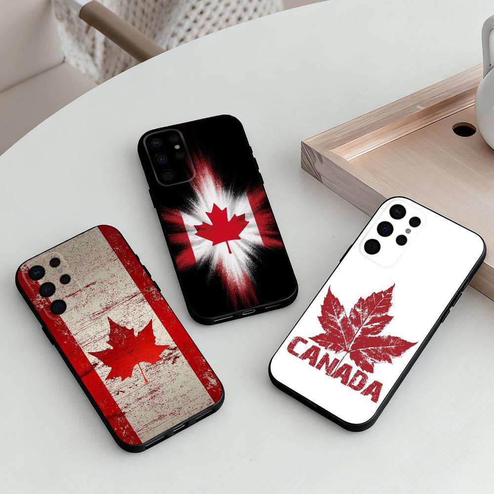 C-Canadian Flag Wallpaper Phone Case For Samsung S25,S24,S21,S22,S23,S30,Ultra,S20,Plus,Others Soft Black Case