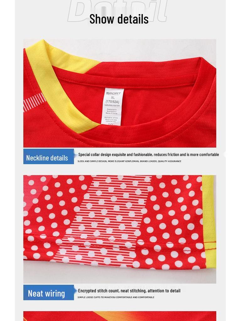 Men's and Women's Printed Quick-Dry Badminton Sportswear & Table Tennis Short-Sleeve Training Top