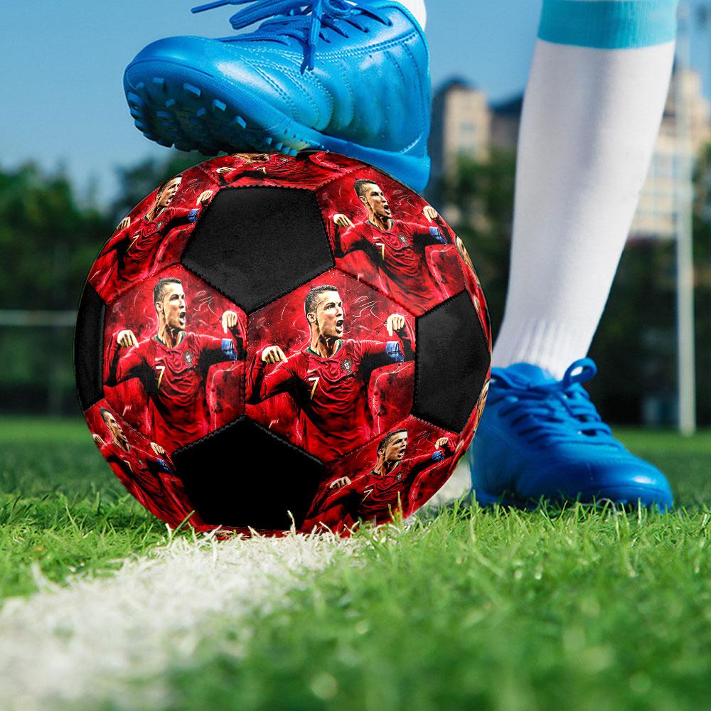 CR7 Print Size5 Soccer Ball, Colorful, Suitable for All Ages, Machine-stitched, PVC Material, Competition Grade,durable and High Bounce