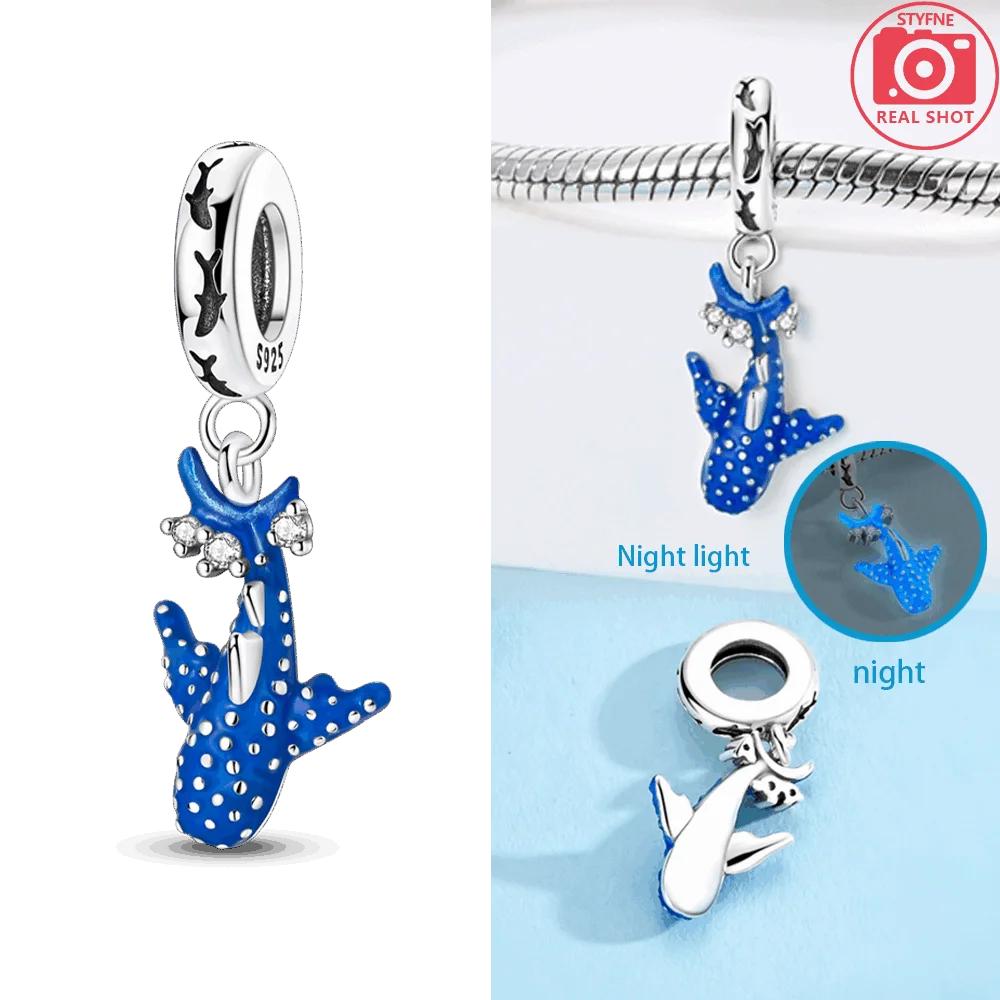Authentic Original Copper Metal Blue Whale Frog Pendant Bead Component Animal Horse Bead Components Compatible With Bracelet High Quality Fine