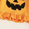 Baby Girls Halloween Pumpkin Embroidery Pullover Neck Long Sleeve Sweatshirt with Elastic Waist Flare Pants Set