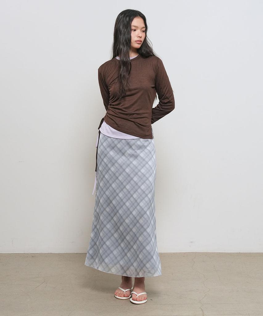 GENERALIDEA Shirred Long Sleeve T-Shirt [Brown] / Gf2Lts517