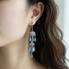 Korean Version of Unique Blue-green Crystal Wind Chimes Fringed Earrings Handmade Ethnic Style S911 Silver Needle Vacation Style Long Earrings