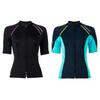 Women Neoprene Swim Top Short Sleeve Front Zip 1.5mm Wetsuit Shirt for Surfing Diving Water Sports