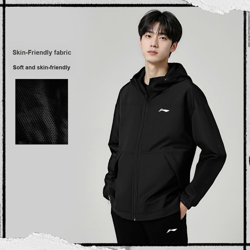 Li-Ning Solid Color Logo Loose Fit Windbreaker Hoodie Men Outerwear AFDVH99-1