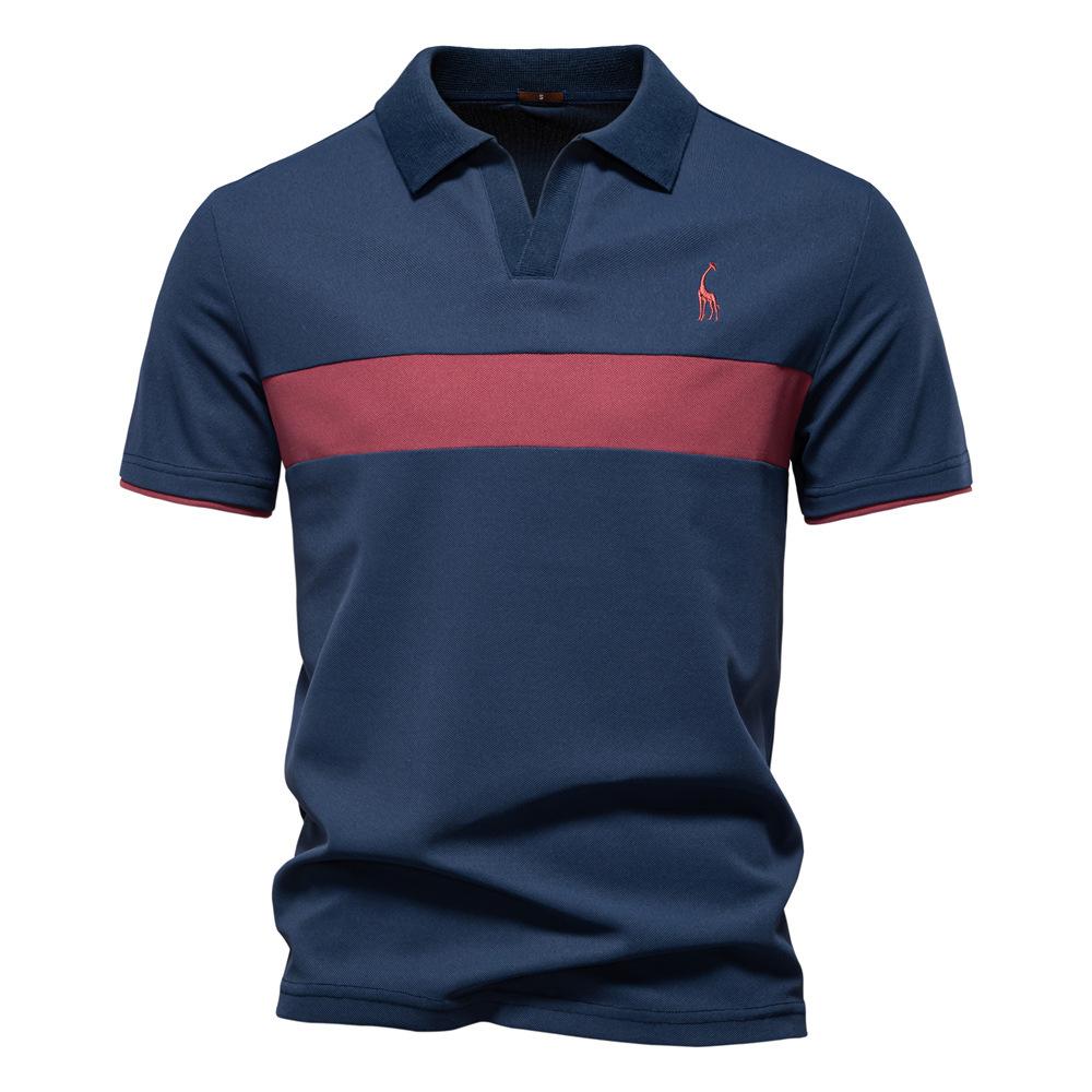 Summer New Deer Embroidered POLO Men's Lapel V-neck Polo Shirt