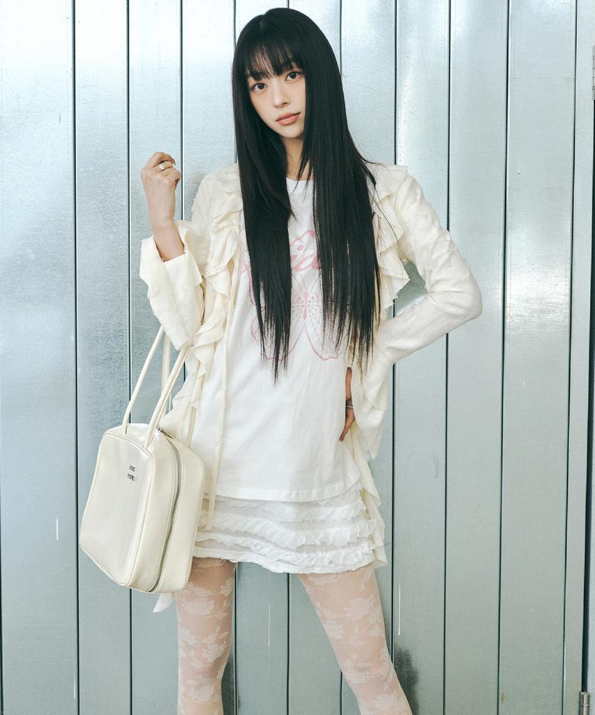 Nigaennikol Fringe Lace Mini Skirt_Ivory