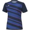 Mizuno Table Tennis Game Short JTTA Size 2XL Shirt, Sleeve, U-Neck, Moisture-Wicking, Quick-Drying, Certified, 82JAA214, Women's, Navy,