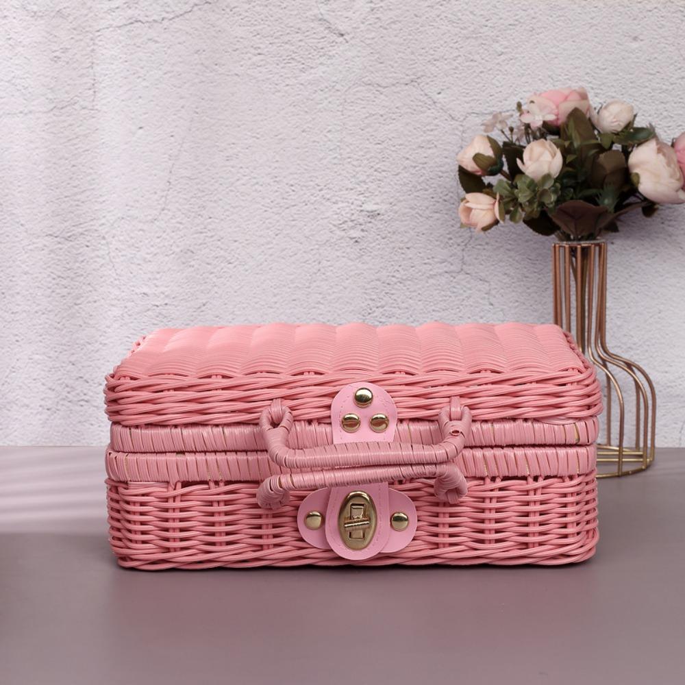 Simulation Weave Rattan Storage Box Household Wedding Suitcase ‘ Picnic Woven Baskets Wedding