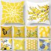 Housse de coussin moderne simple à fleurs jaunes pour maison, canapé, lombaire, coussin