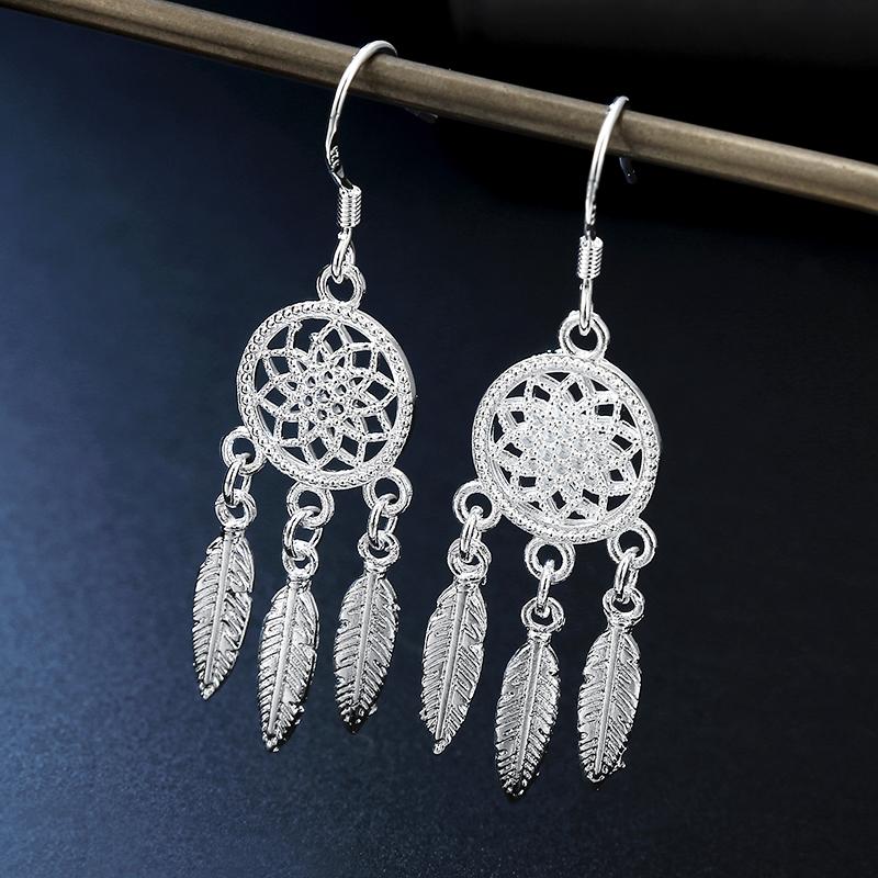 Fine Sterling Silver 925 Cute Charms Necklace Earring Jewelry For Women Lady Retro Set Wedding Gift Trendy