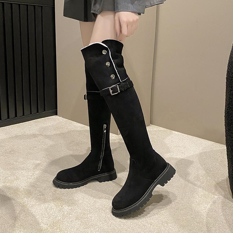 Shoes for Women 2024 New Fashion Round Toe Women's Knee-High Boots Winter Fur Warm Platform High Boots Zapatos De Mujer