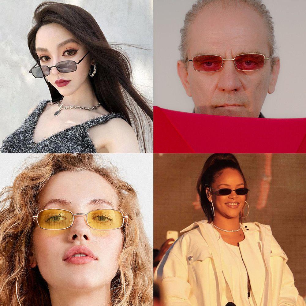 Fashion Uv400 Steampunk Small Retro Shades Metal Frame Rectangle Sunglasses Sun Glasses