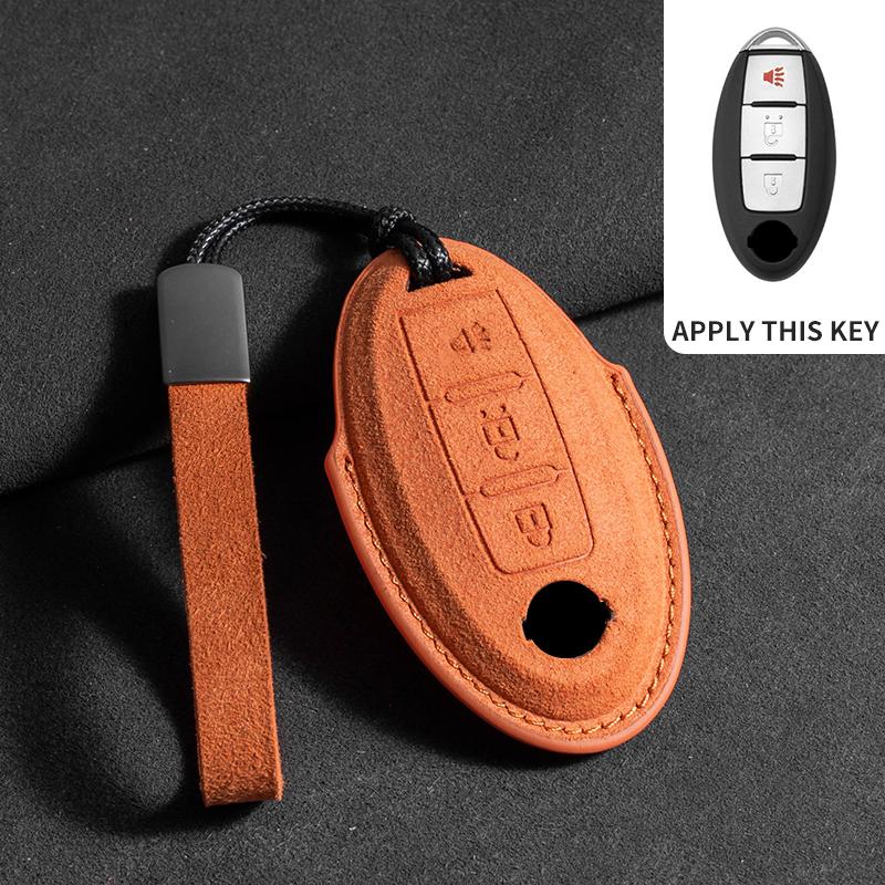 Suede Car Key Case For Nissan Rogue XTrail T32 T31 Qashqai J11 J10 Kicks Tiida Pathfinder Murano Juke Sentra Maxima Rogue Armada
