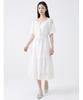 Poebeo21 Flower Punching Waist Tie Set Short Sleeve Long Dress (Ftdbop014)