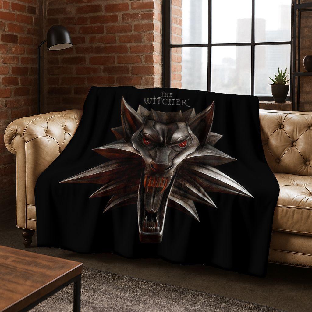 Couverture Flanelle 3D The W-Witcher Geralt Jeux Dessin Animé, Couverture Douce Chaude et Confortable pour Maison Chambre Lit Canapé, Cadeau Enfant