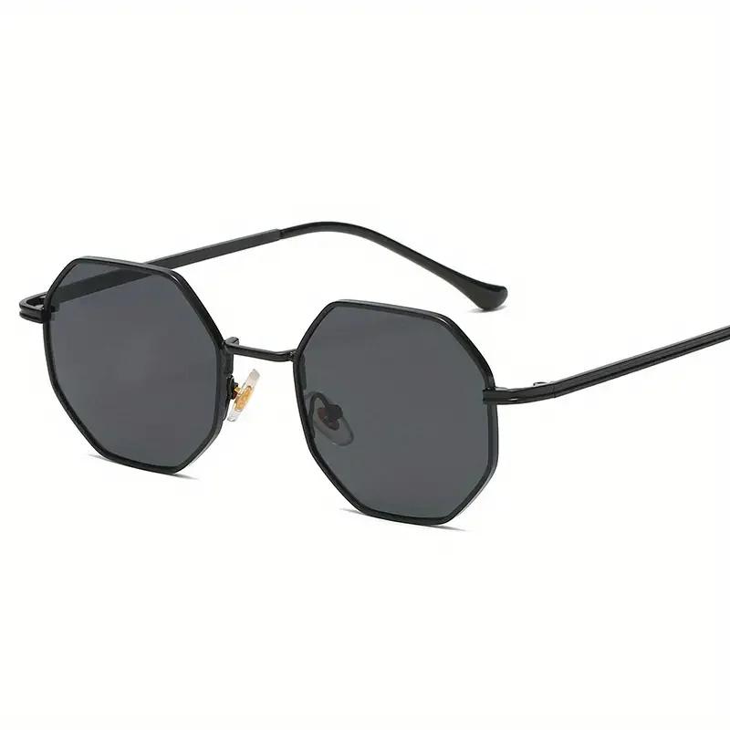 Trendy Retro Achtkante Zonnebril voor Mannen & Vrouwen Lichtgewicht Metalen Frame UV400 Bril Perfect voor Strandfeesten & Buitentrips