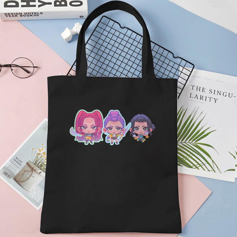 KPOP Demon Hunter Girls Group Print Student Book Shoulder Canvas Bag Shopping Handbag