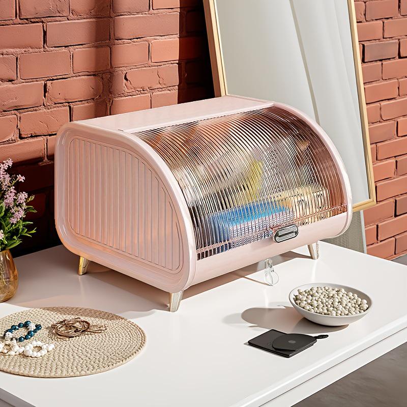 High-End Transparent Desktop Storage Box with Lid for Skincare and Cosmetics