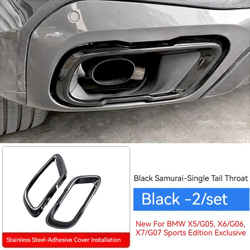 For BMW X5 G05 X6 G06 X7 G07 M Sport Stainless Steel Glossy Black Car Tail Muffler Exhaust Pipe Output Cover Trim Accessories