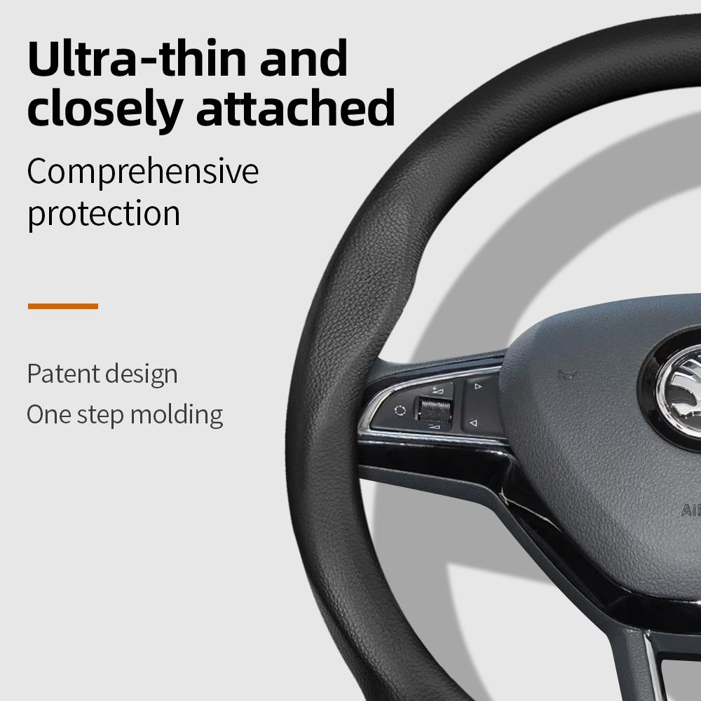 BPCN4 Suitable for Skoda Ultra-Thin Breathable Leather Steering Wheel Cover Suitable for Octavia 2 3 A7 1 Superb Roomster A5