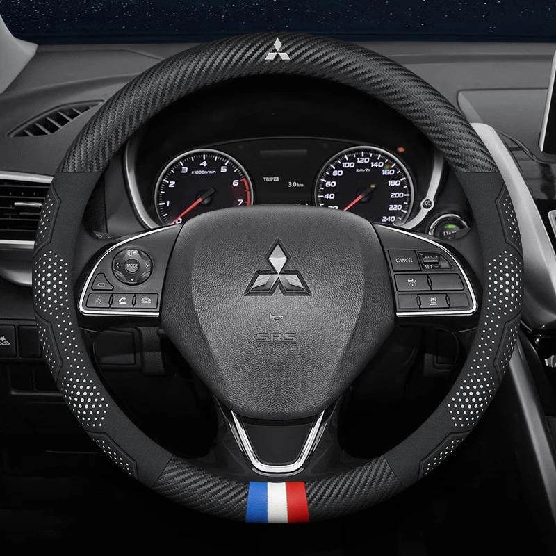 Voor Mitsubishi Outlander Pajero Asx Colt Lancer Evolution X L200 Triton RALLIART Auto Anti-Slip Koolstofvezel Stuurwielhoes AV2