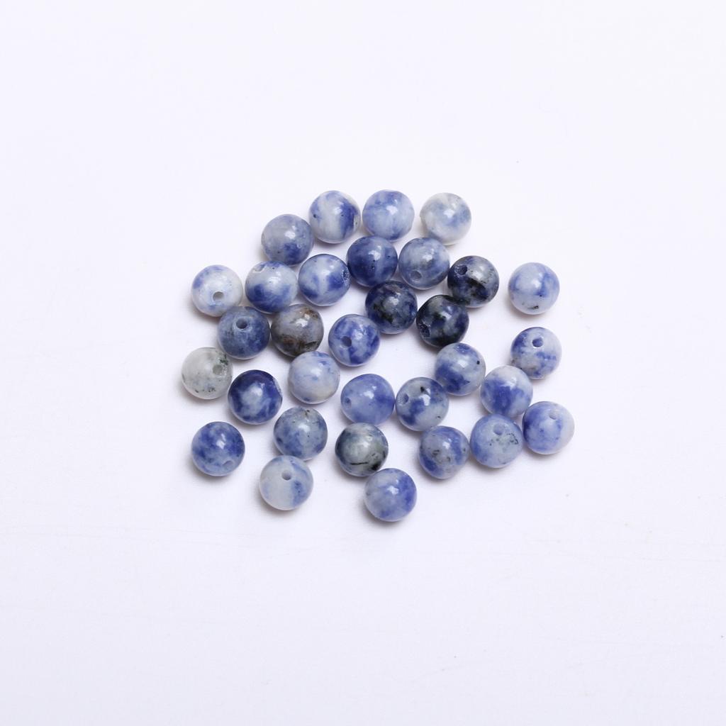 40–15 Stück 4–12 mm blaue Punkte Naturstein-Runde Perlen zur Schmuckherstellung IY Modearmband Halskette Perlenzubehör