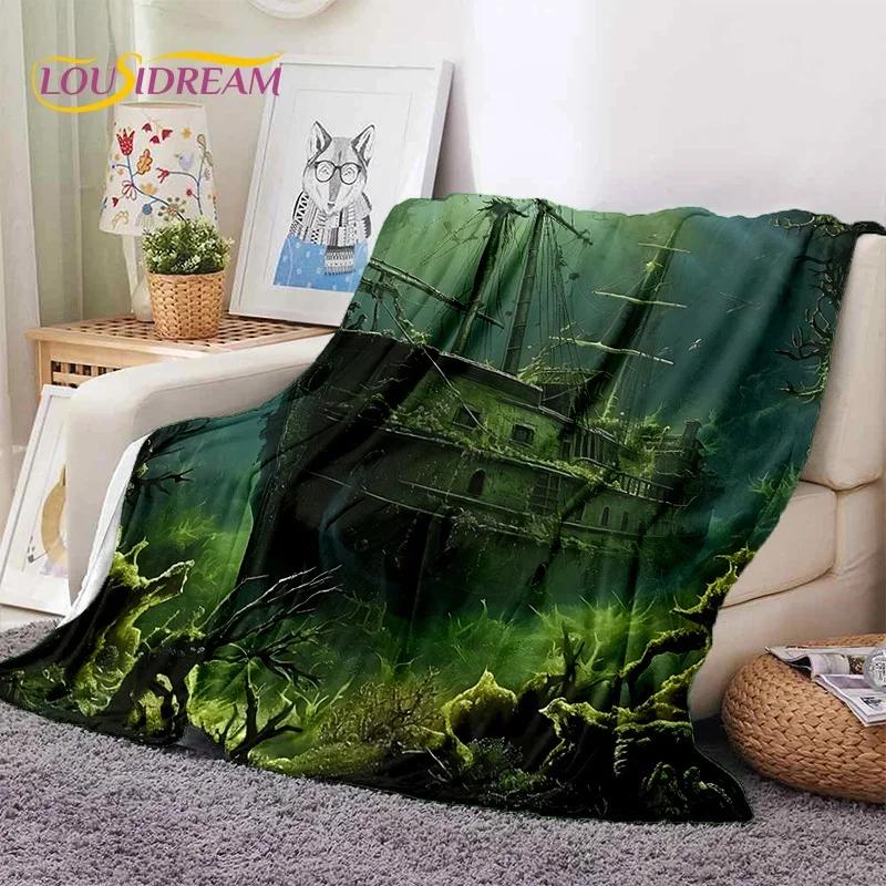 Ancient Pirate Ship Boat,Barque,Sailboa Soft Flannel Blanket for Beds Bedroom Sofa Picnic,Throw Blanket for Outdoor Leisure Gift