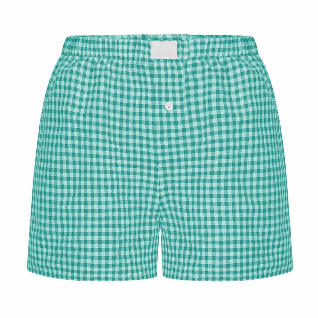 Shorts voor Dames Tiener-meisjes Elastische Tailleband Pull-on Rood Blauw Geruite Shorts Outfit Casual Lounge Zomer Shorts