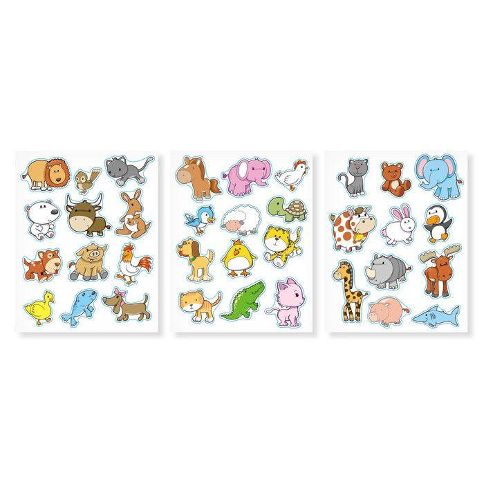MégaCréa DIY - Gommettes animaux rigolos de 2,1 à 3,6 cm 35 pièces