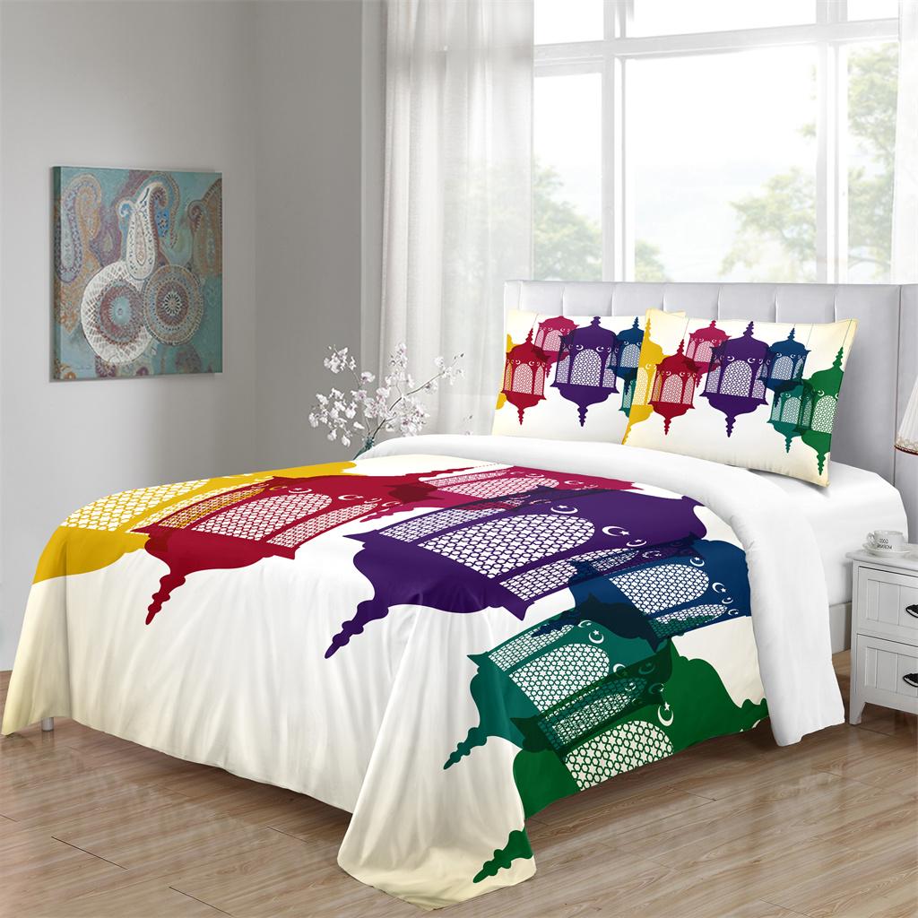 3d Retro Ramadan Lslamic Muslim Build Eid Mubarak Queen Twin Full Bedding Sets Single Double Bed Duvet Cover 2 Pcs Pillow Cover