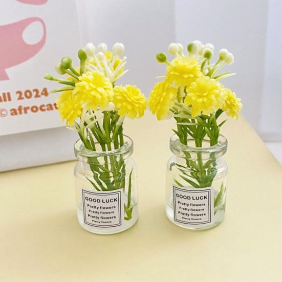 Mini Flower Vase Refrigerator Magnet with Fake Flower 3D Miniature Plants Vase Fridge Magnet Home Office Kitchen Decoration