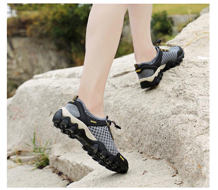 2024 Korean Style Men's Breathable Mesh Hiking & Running Shoes - Fashionable Summer Wading Sneakers