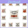 Elegant Thanksgiving Autumn Fall Maple Pumpkin Linen Pillow Cover For Home Decor