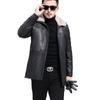 New Winter Men's Leather Jacket Seamless Take-off Down Jacket