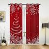 Christmas Winter Snowflake Red Window Curtains Decor Home Bedroom Kitchen Living Room Ornament Xmas Gifts Navidad Curtain For Made Of Polyester