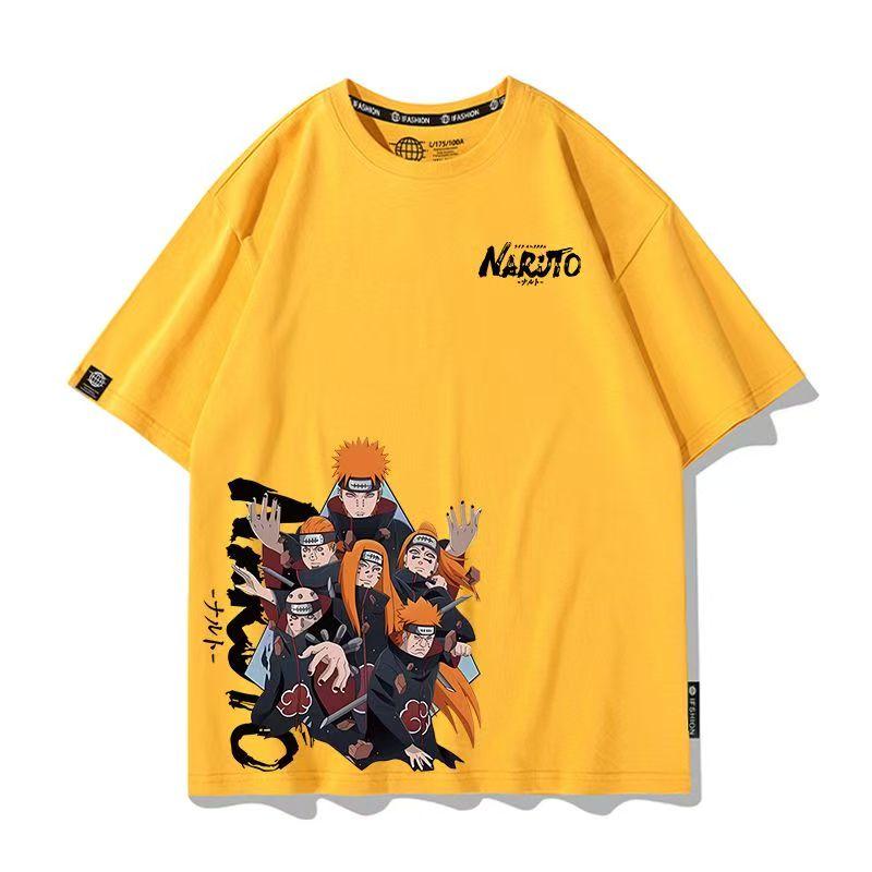 Herren Naruto Anime Grafik-T-Shirt, Sasuke Uchiha & Pain Akatsuki Oversized, Sommer Lockerer Schnitt Lässige Streetwear für Jungen & Mädchen