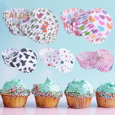 100Pcs Pastry Cup Colorfast Not Easy To Deform Safe Stylish Paper Cake Muffin Cup for Kitchen